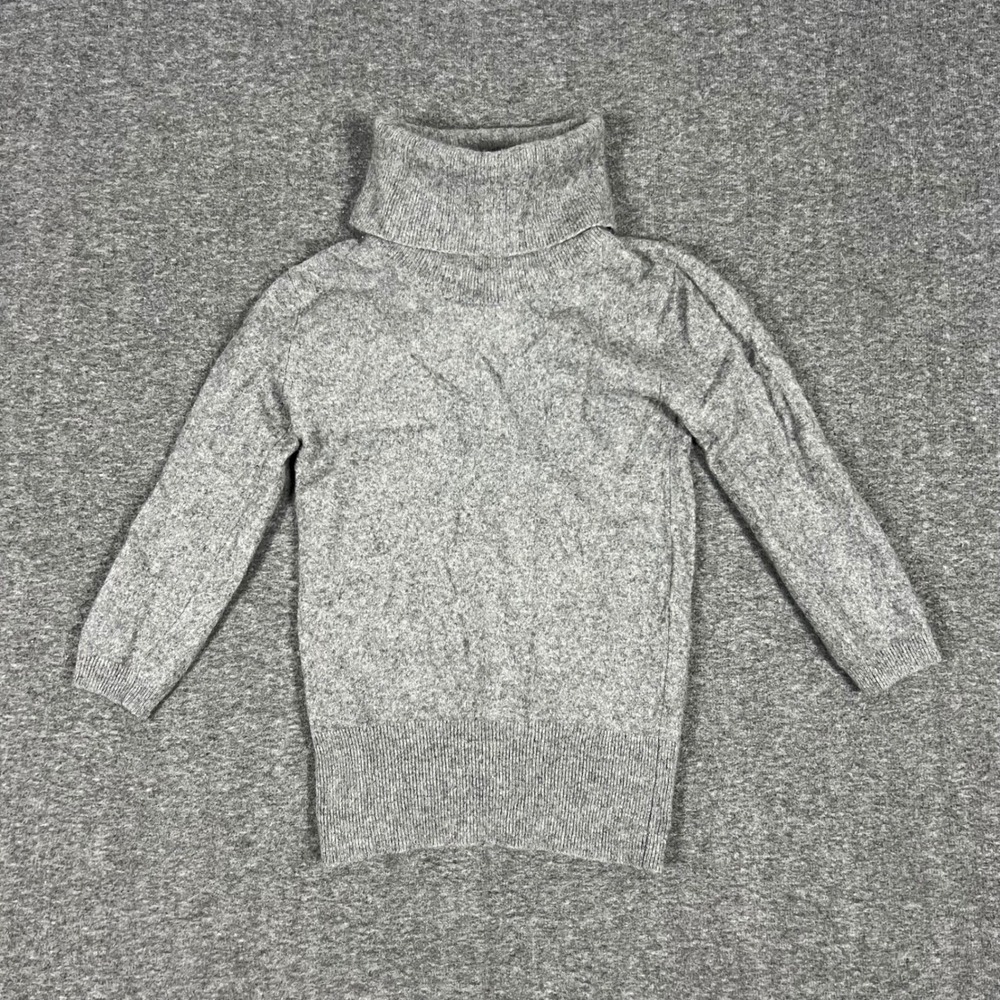 BCBG MAXAZRIA Turtleneck Sweater Women Small Gray 100% Cashmere Babydoll Preppy